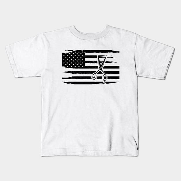 Hairstylist Hairdresser barber - Scissor in American Flag Kids T-Shirt by KC Happy Shop